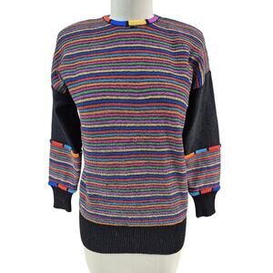 VTG 80s 90s  Antonella Preve Colorful Striped Sweater Sz S